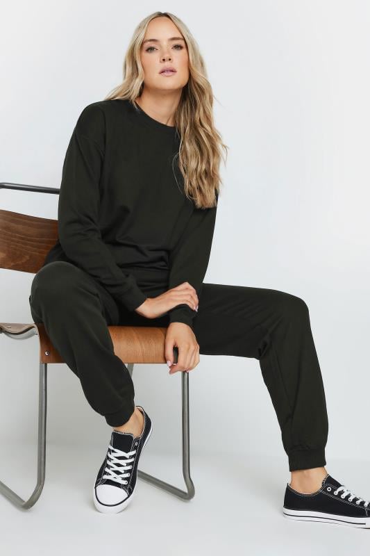 LTS Tall Black Cuffed Drawstring Joggers | Long Tall Sally  3