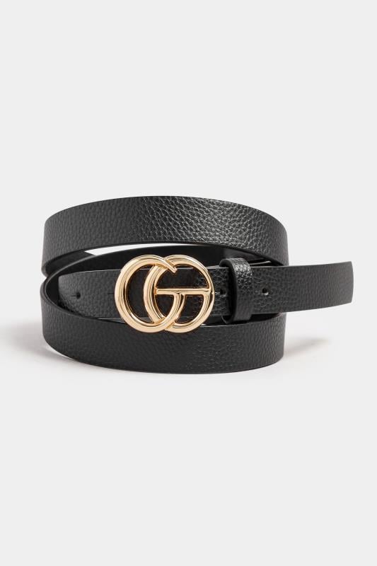 2 PACK Black & Red Gold Buckle Belts | Yours Clothing 5