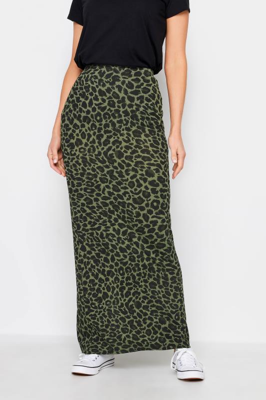 LTS Tall Khaki Green Animal Print Maxi Skirt | Long Tall Sally 2