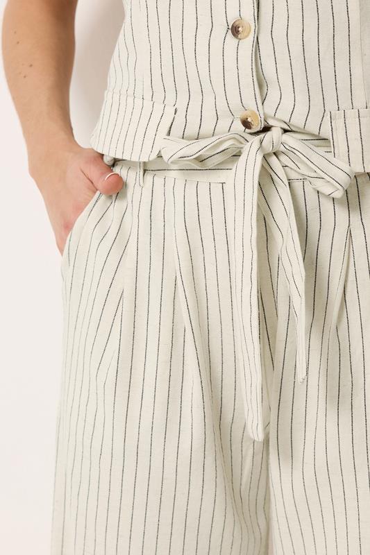 LTS Tall Women's Ivory White Pinstripe Linen Wide Leg Trousers | Long Tall Sally 5