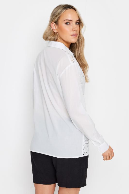 LTS Tall Womens White Broderie Anglaise Front Shirt | Long Tall Sally 4
