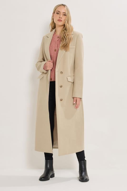 LTS Tall Natural Brown Longline Maxi Coat | Long Tall Sally 1