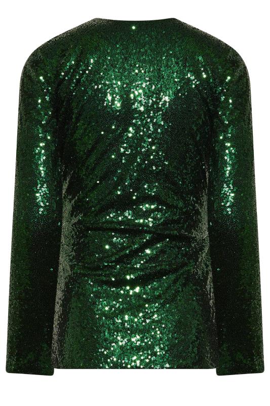 LTS Tall Women's Green Sequin Embellished Wrap Top | Long Tall Sally 7