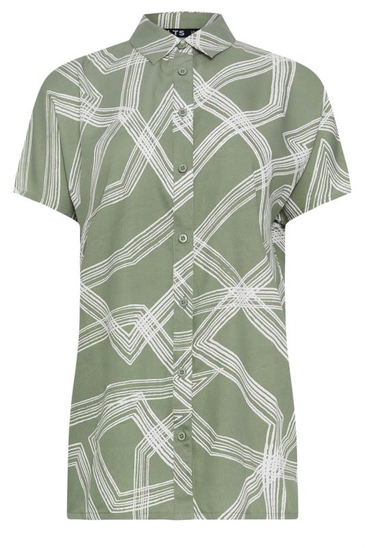 LTS Tall Khaki Green Abstract Print Shirt | Long Tall Sally 5