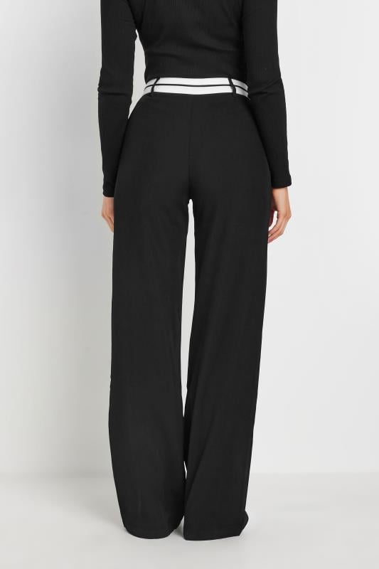 LTS Tall Black Cross Over Contrast Waistband Trousers | Long Tall Sally 5