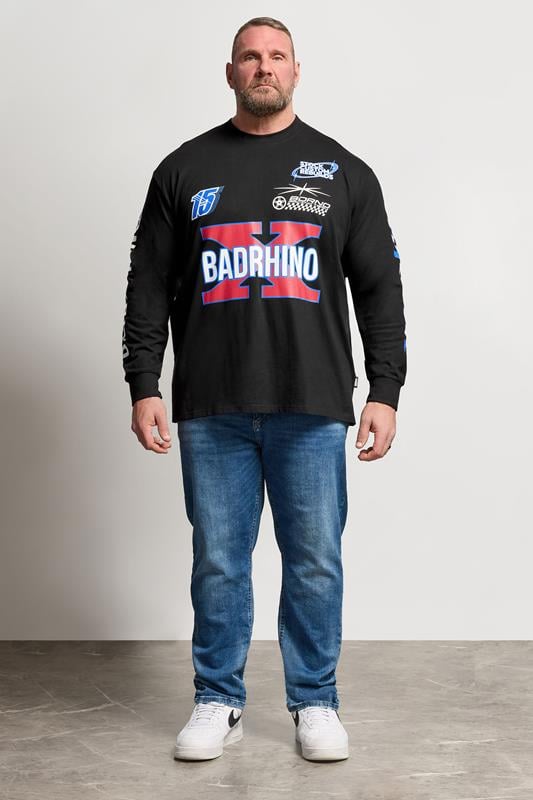 BadRhino Big & Tall Black Long Sleeve Racing Graphic T-shirt | BadRhino 1