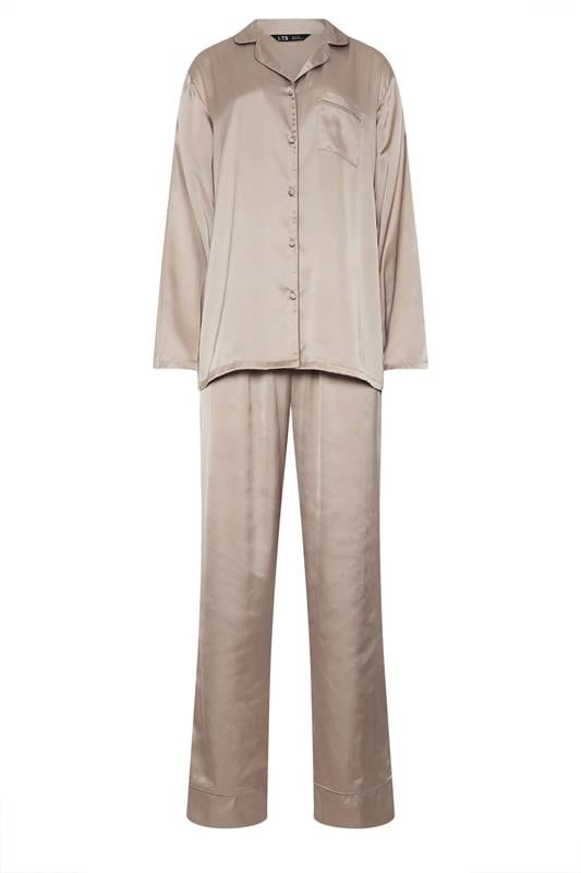 LTS Tall Natural Brown Satin Pyjama Set | Long Tall Sally 5