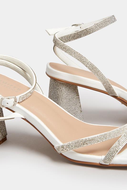 White Diamante Strappy Heel Sandals in Wide E Fit & Extra Wide EEE Fit | Yours Clothing 5