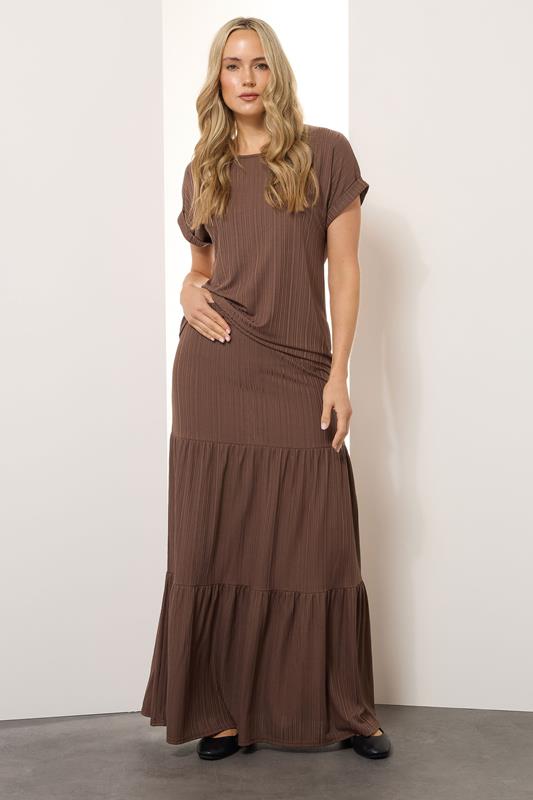 LTS Tall Chocolate Brown Textured Grown On Sleeve Top | Long Tall Sally 2