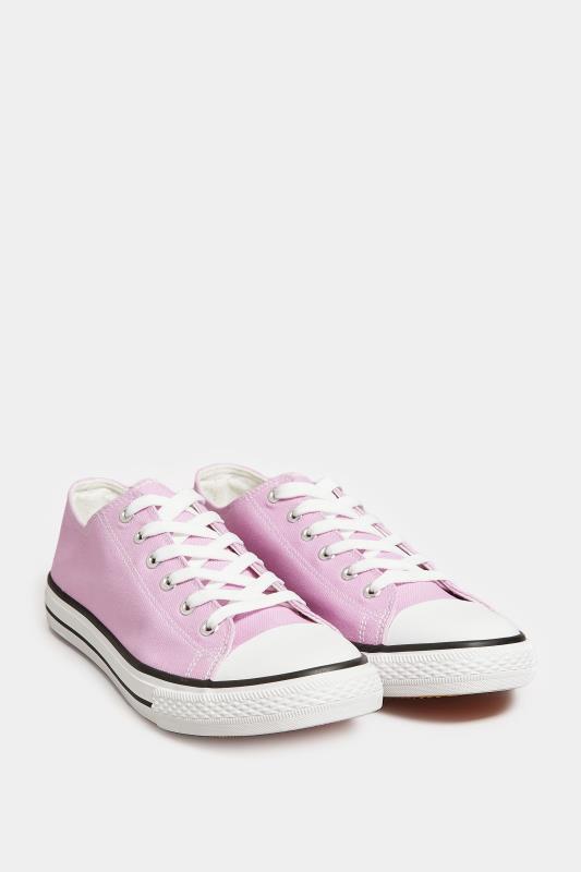 Plus Size Lilac Purple Canvas Low Trainers In Wide Fit | Yours Clothing 2