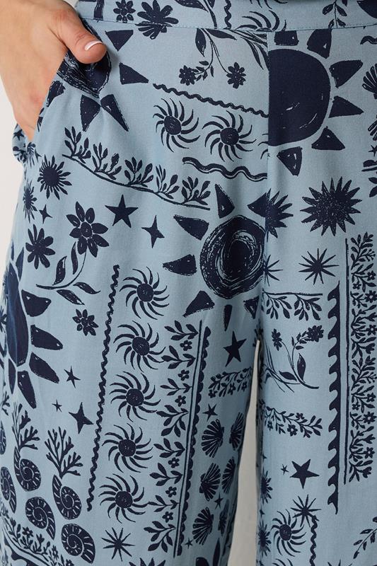 LTS Tall Women's Blue Coastal Print Wide Leg Trousers | Long Tall Sally 5