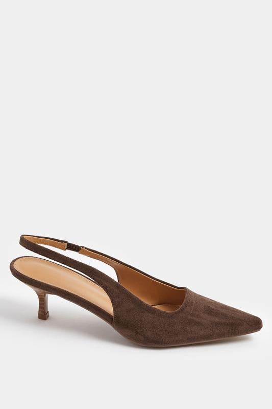 LTS Chocolate Brown Slingback Kitten Heel In Standard Fit | Long Tall Sally 2