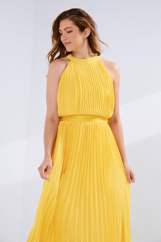 LTS Tall Women's Yellow Pleated Halter Neck Maxi Dress | Long Tall Sally 7