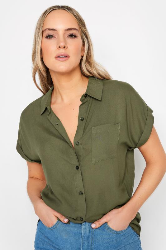 LTS Tall Womens Khaki Green Short Sleeve Shirt | Long Tall Sally 4