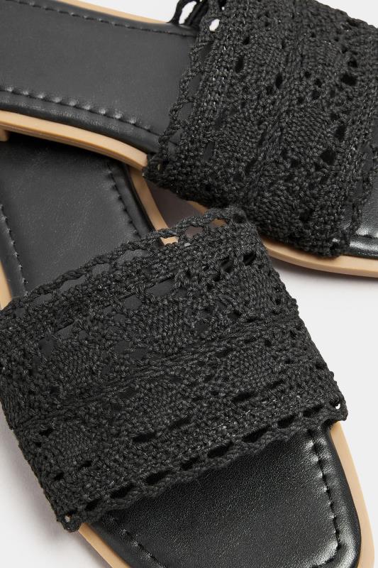 Black Crochet Mule Sandals In Extra Wide EEE Fit 5