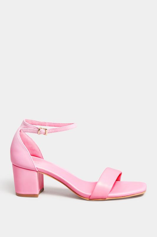 LTS Pink Faux Leather Block Heel Sandals In Standard Fit | Long Tall Sally 3