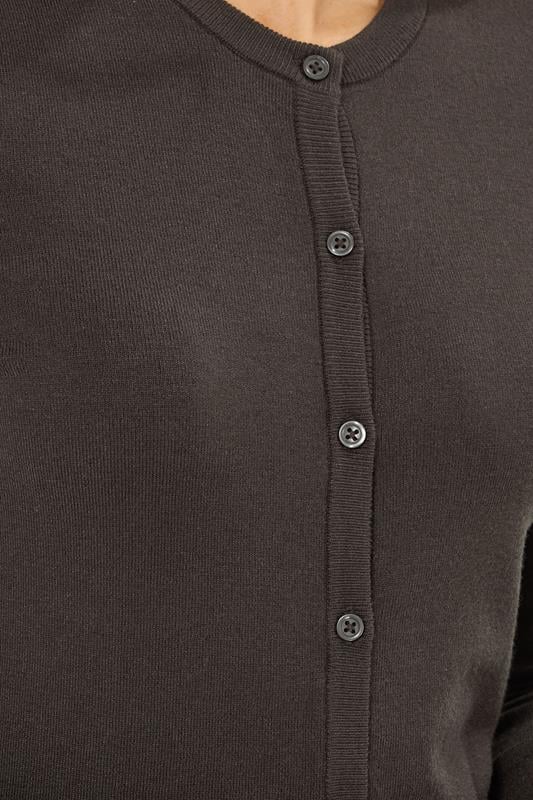 LTS Tall Women's Chocolate Brown Crew Neck Button Cardigan | Long Tall Sally 4