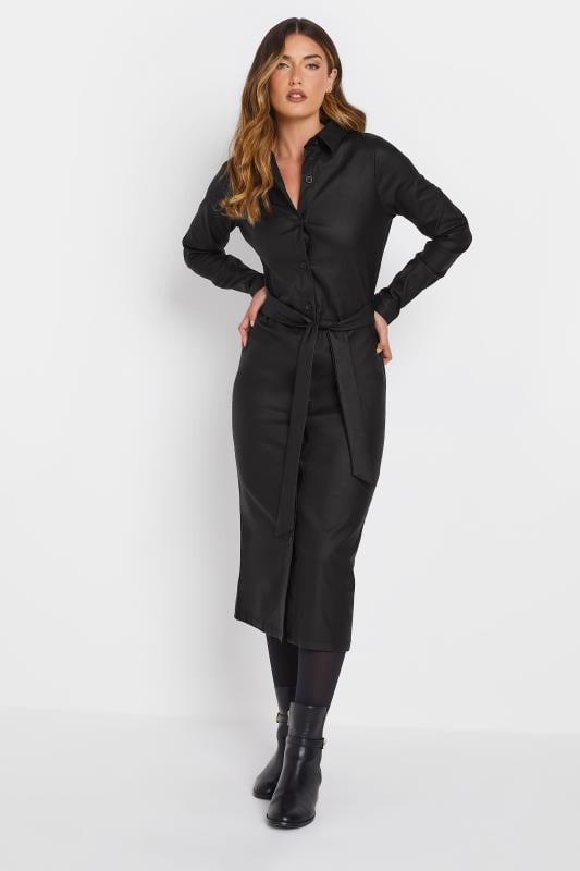 LTS Tall Black Coated Midi Shirt Dress | Long Tall Sally 4