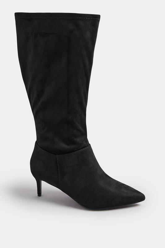 Black Pointed Toe Kitten Heel Boots In Extra Wide EEE Fit | Yours Clothing 3