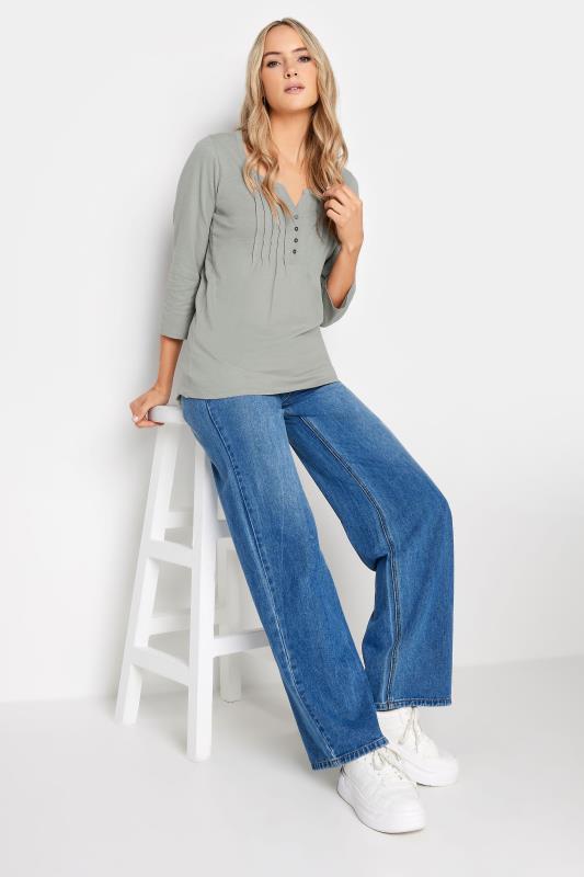 LTS Tall Womens Light Grey Henley Top | Long Tall Sally  2