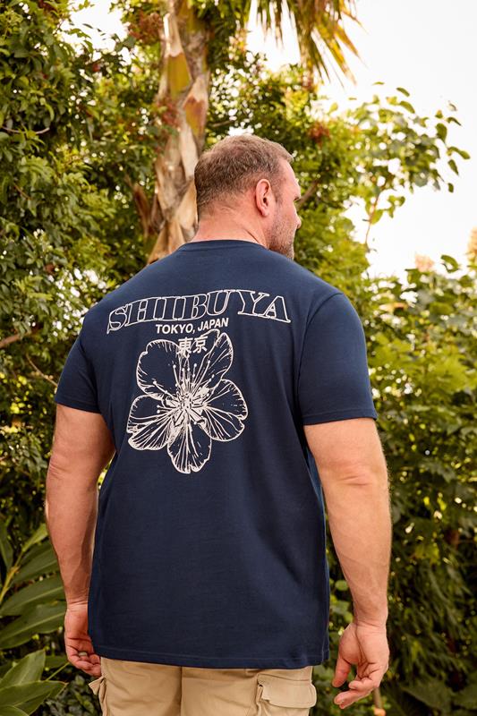 BadRhino Big & Tall Navy Blue 'Shibuya Tokyo' Graphic T-Shirt