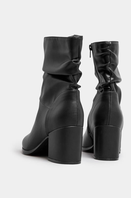 Black Faux Leather Slouch Ankle Boots In Wide E Fit | Yours Clothing 4