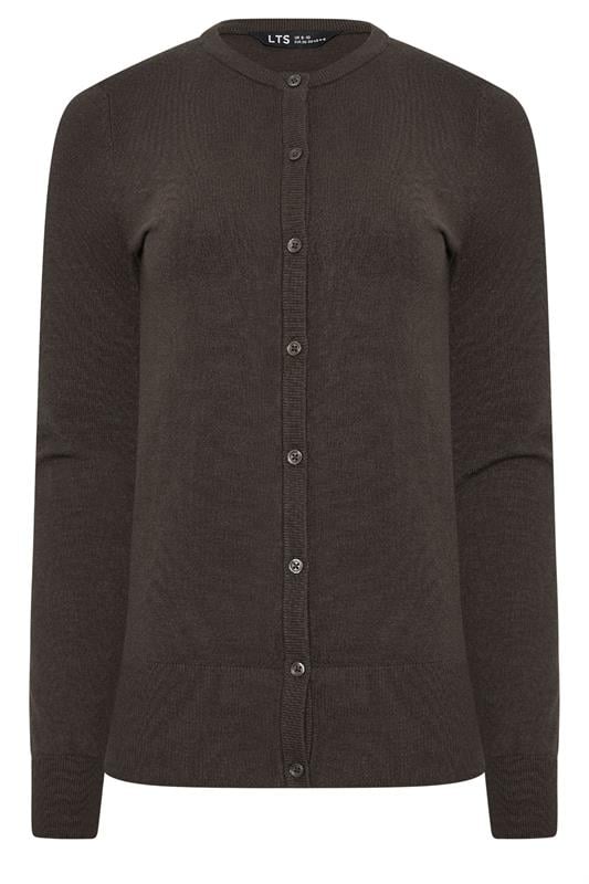 LTS Tall Women's Chocolate Brown Crew Neck Button Cardigan | Long Tall Sally 5