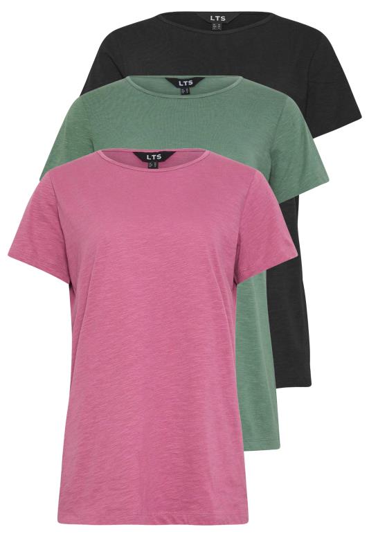 LTS Tall Womens 3 PACK Black & Pink Short Sleeve T-Shirts | Long Tall Sally 8
