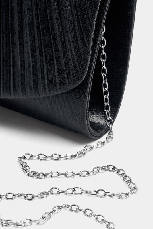 Black Ruched Envelope Clutch Bag | Yours Clothing 5