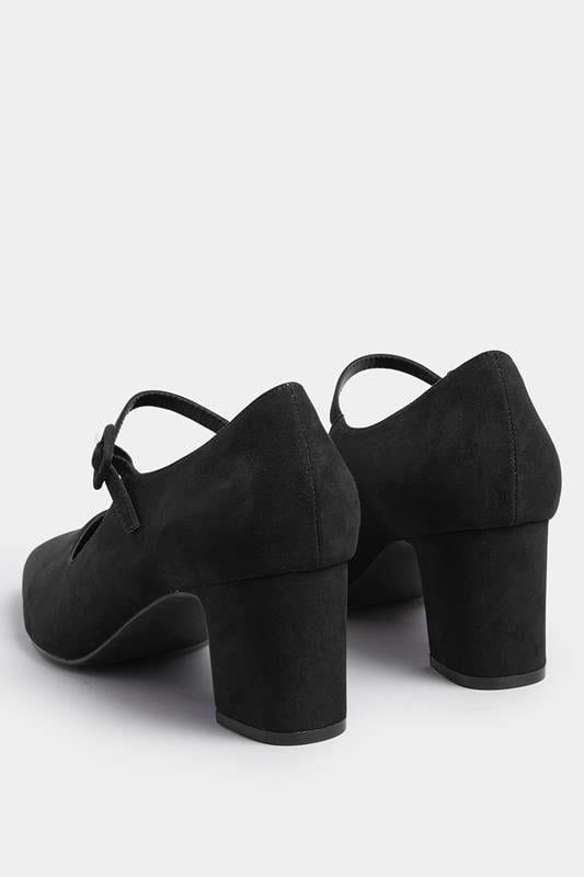 LTS Black Faux Suede Mary Jane Block Heel In Standard Fit | Long Tall Sally 3