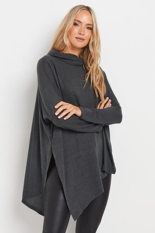 LTS Tall Women's Grey Hanky Hem Top | Long Tall Sally 1