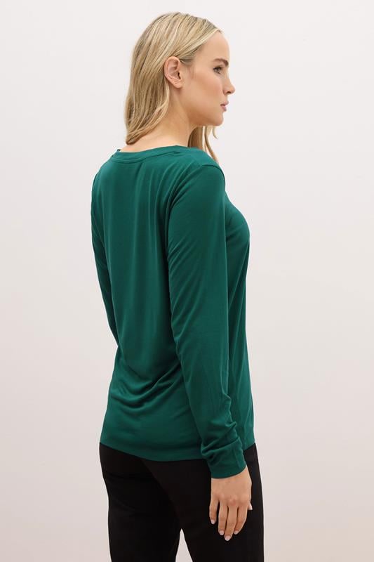 LTS PREMIUM Tall Forest Green Long Sleeve V-Neck Top | Long Tall Sally 3
