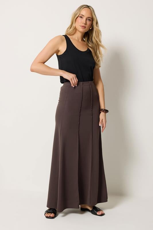 LTS Tall Chocolate Brown Flare Seam Maxi Skirt