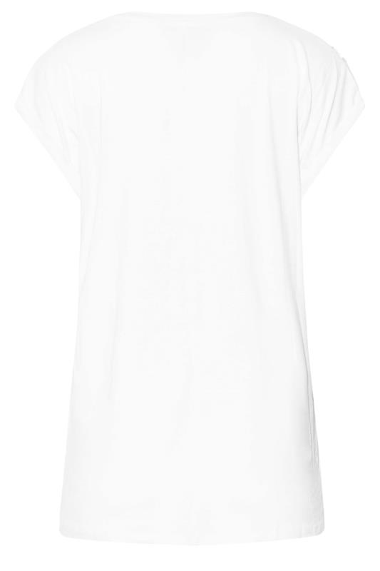 LTS Tall Women's White Crochet Sleeve Detail T-Shirt | Long Tall Sally 7