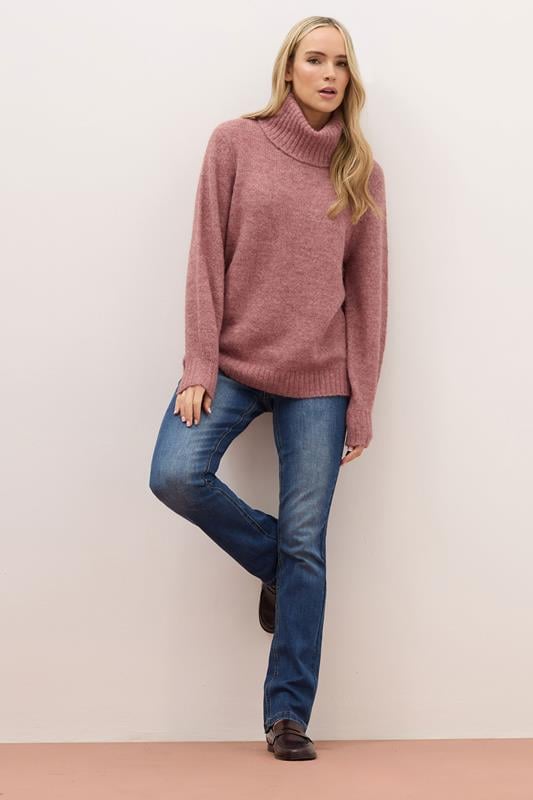 LTS PREMIUM Tall Pink Chunky Wool Roll Neck Jumper | Long Tall Sally 3