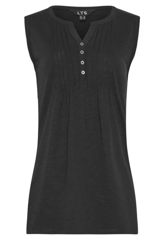 LTS Tall Women's Black Cotton Henley Vest Top | Long Tall Sally 5