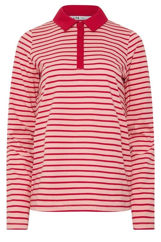 LTS Tall Women's Red and Pink Stripe Polo T-Shirt | Long Tall Sally 5