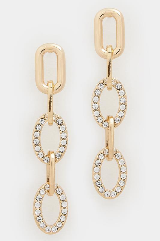 Gold Tone Diamante Disk Huggie Earrings