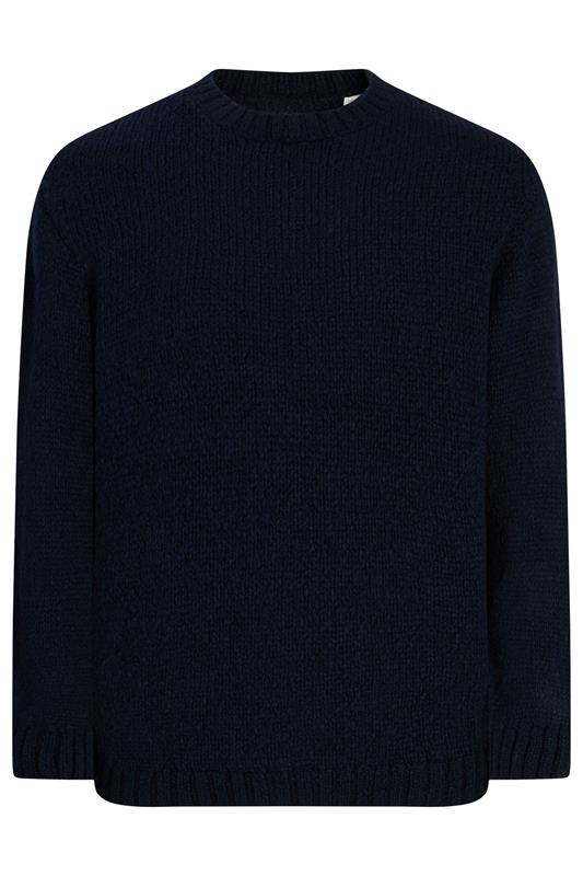 JACK & JONES Big & Tall Sky Captain Blue Crew Neck Knit Jumper | BadRhino 1