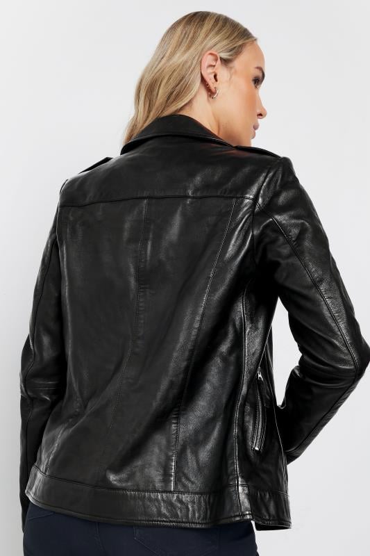 LTS Tall Women s Black Leather Biker Jacket Long Tall Sally