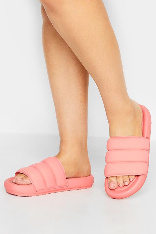 Plus Size  LIMITED COLLECTION Pink Padded Sliders In Wide E Fit