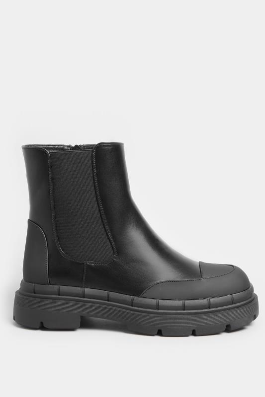 Black Chunky High Chelsea Boots In Extra Wide EEE Fit | Yours Clothing  3