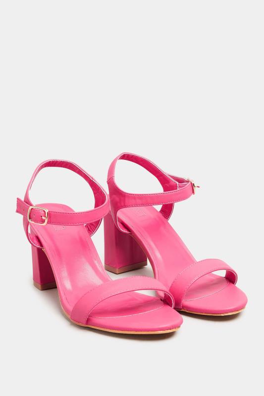 LIMITED COLLECTION Hot Pink Block Heel Sandal In Wide E Fit & Extra Wide Fit | Yours Clothing 2