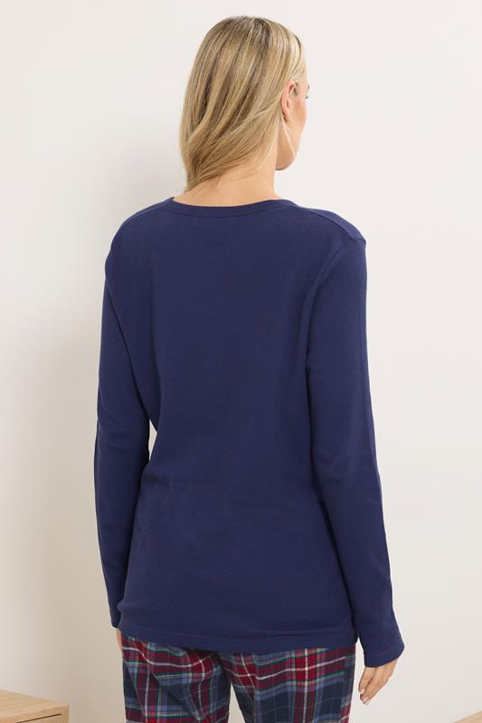 LTS Tall Blue Cotton Waffle Pyjama Top | Long Tall Sally 3