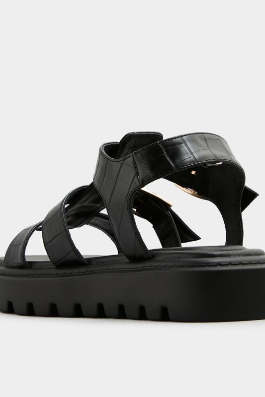 LTS Black Croc Gladiator Sandals In Wide E Fit | Long Tall Sally 4