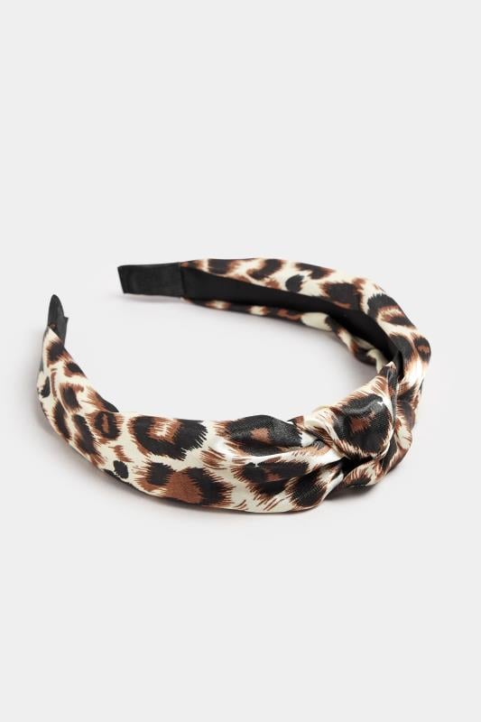 Brown Leopard Print Knot Headband | Yours Clothing 2