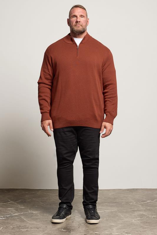 BadRhino Big & Tall Henna Red Milano Quarter Zip Jumper | BadRhino 2