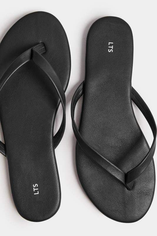LTS Black Flat Toe Thong Sandals In Standard Fit | Long Tall Sally 5