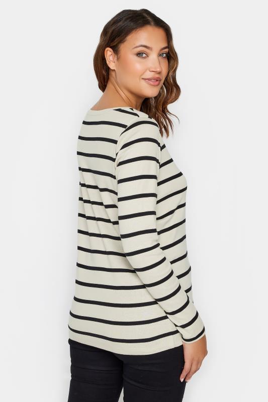 LTS Tall Womens Natural Brown & Black Stripe Long Sleeve Cotton T-Shirt | Long Tall Sally  4