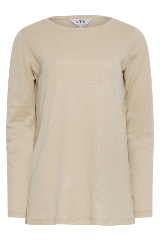 LTS Tall Beige Brown Long Sleeve Cotton T-Shirt | Long Tall Sally  4